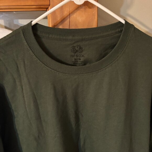 2 Long sleeve Cotton crew neck tees green and white /SZ: XL - Picture 7 of 15